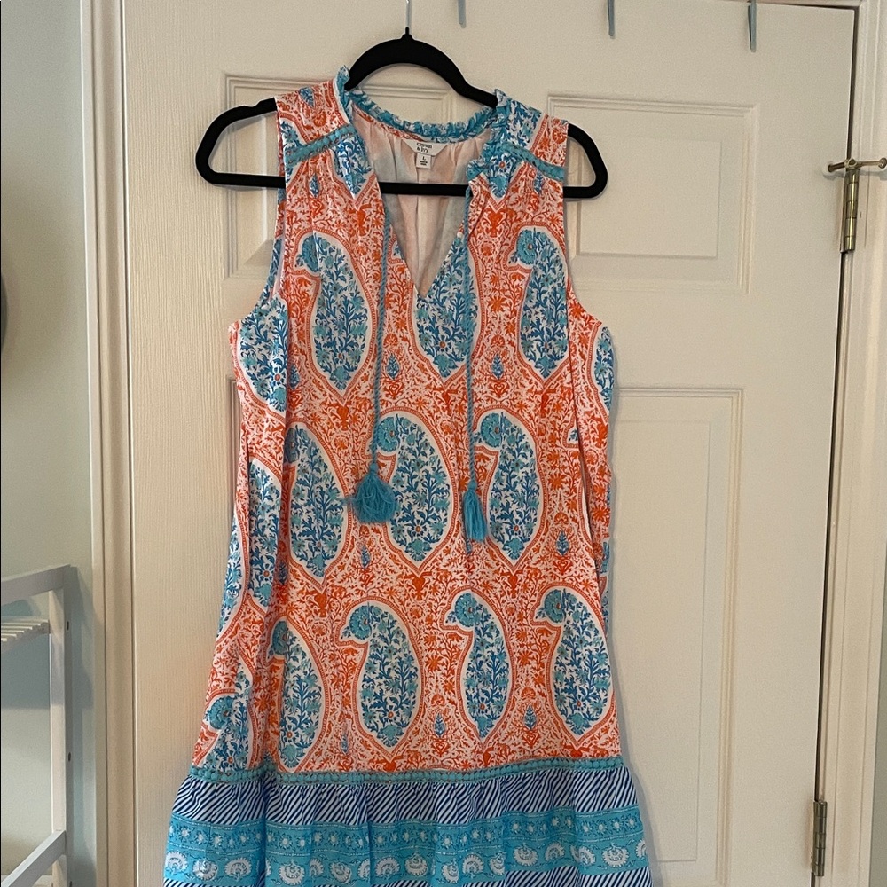 Crown & Ivy Orange and Blue Paisley Top